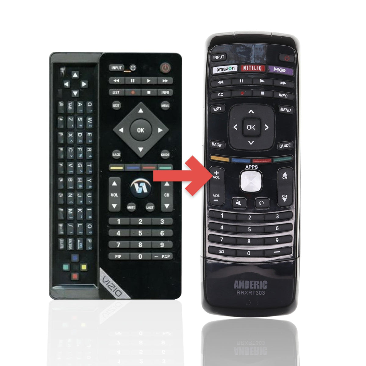 Vizio VUR10 TV Remote Control - Bluetooth - with QWERTY keyboard slide out
