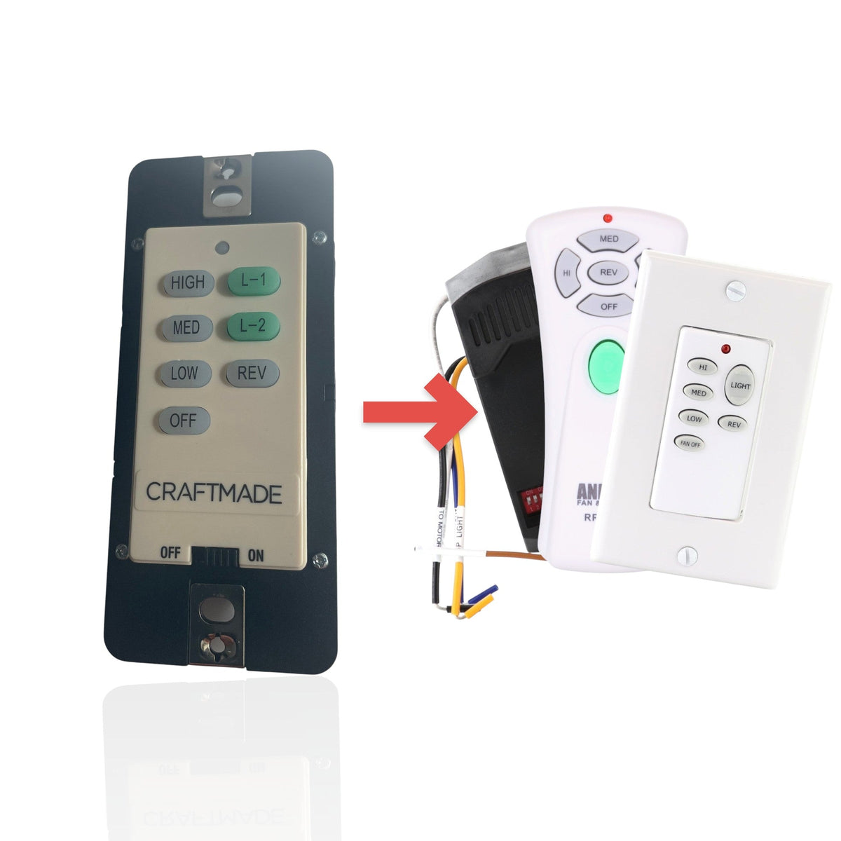 Craftmade UC7224T/CHQ7224T WIRED Ceiling Fan Remote Control