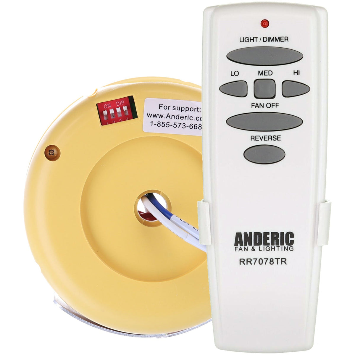 Anderic FAN2R-RR7078TR-KIT Ceiling Fan Remote Control Kit for Hampton Bay, Hunter and others - FAN2R, RR7078TR