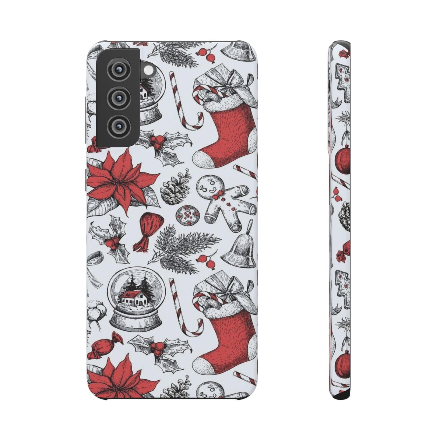 Samsung Clear Silicone Phone Case with Christmas Holiday Pattern – Festive Protection for Your Device