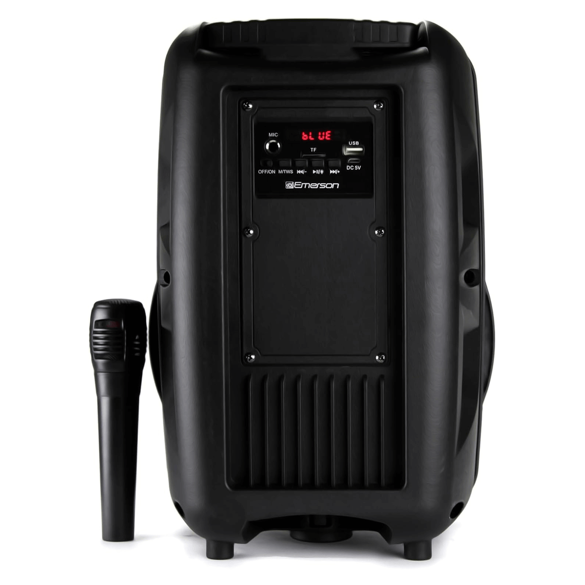 Emerson Portable 8" Bluetooth Party Speaker with FM Radio, Disco Light and Stand