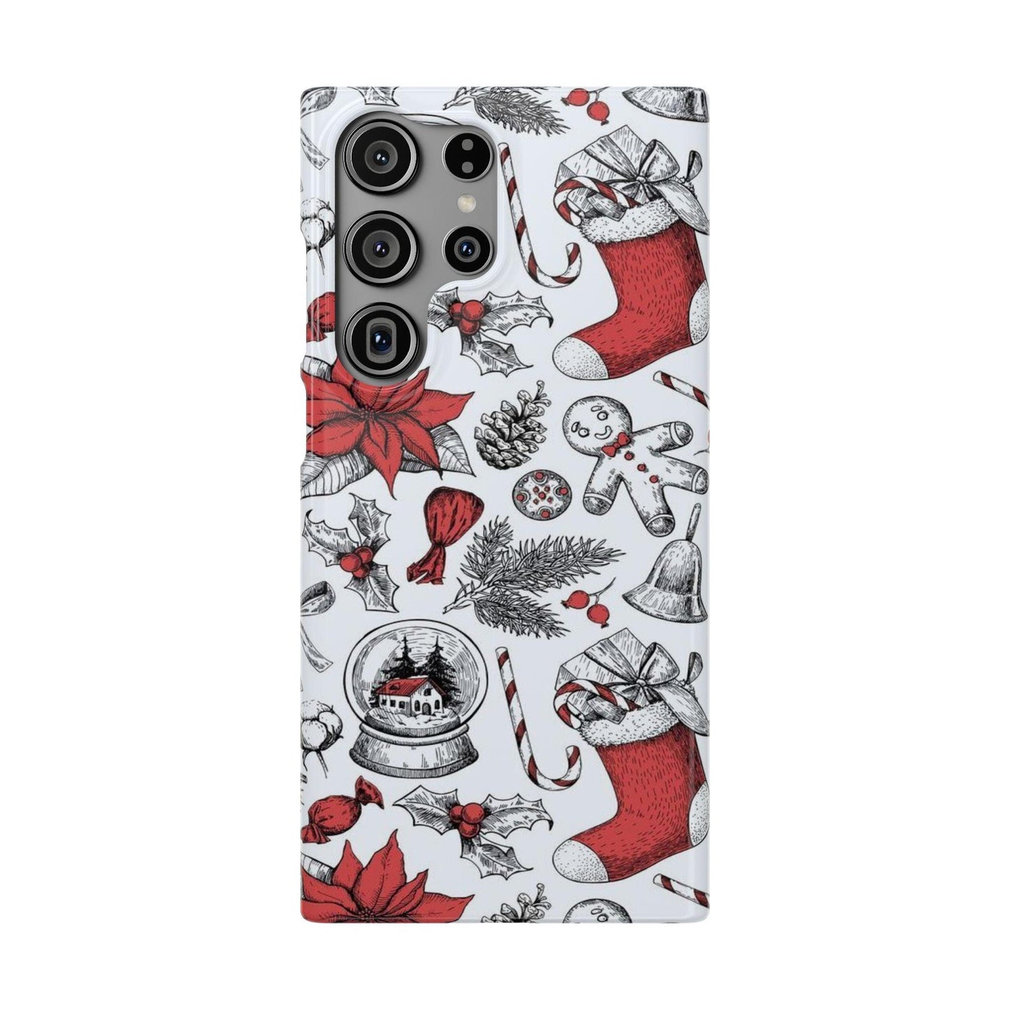 Samsung Clear Silicone Phone Case with Christmas Holiday Pattern – Festive Protection for Your Device