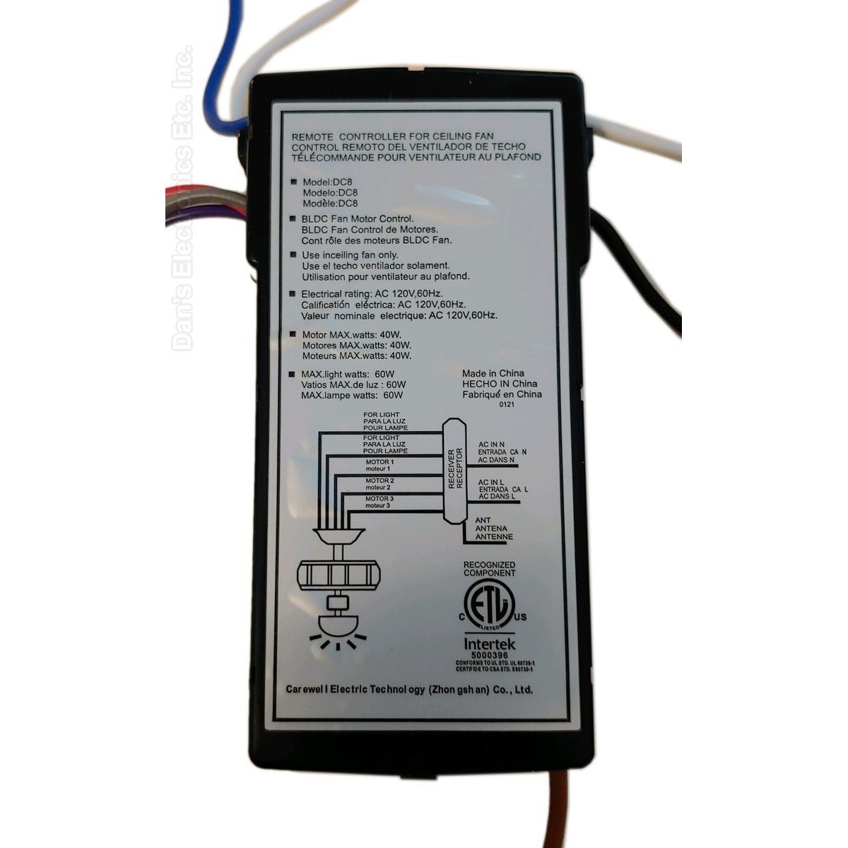 Casa Vieja DC8-56LP32-L-D DC Ceiling Fan Receiver - DC856LP32LD