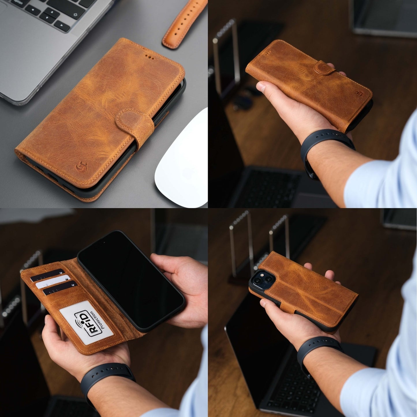 Casper Leather iPhone 15 Wallet Case | Detachable MagSafe Compatible RFID Protection