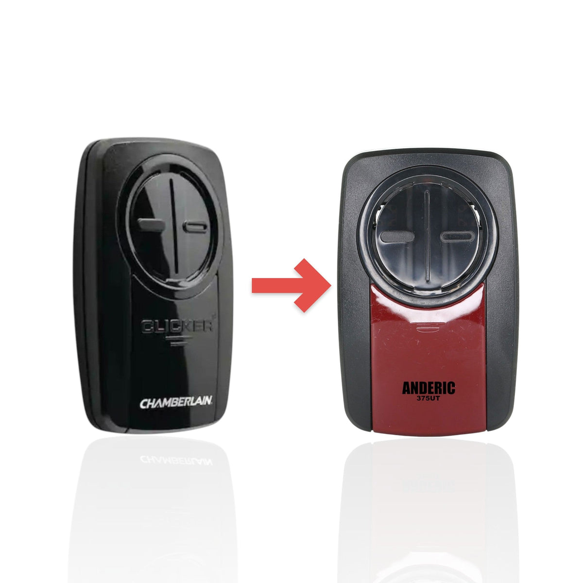 Chamberlain KLIK3U-BK2 Universal Clicker with DIP Switch Pairing Garage Door Opener Remote Control