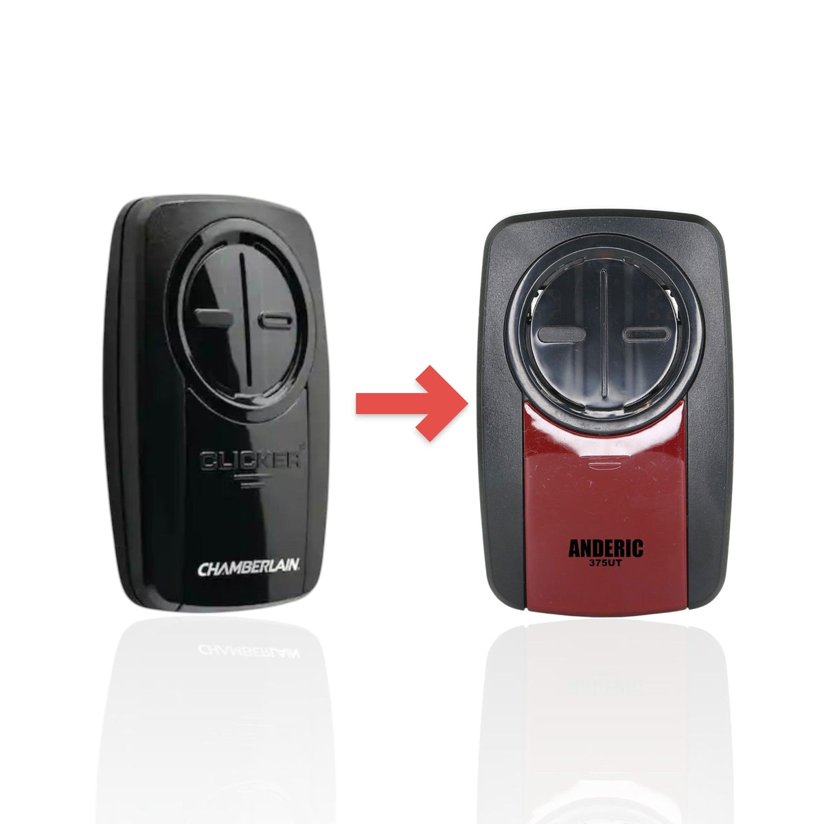 Chamberlain KLIK5U-BK2 Universal Clicker with Learn button Garage Door Opener Remote Control