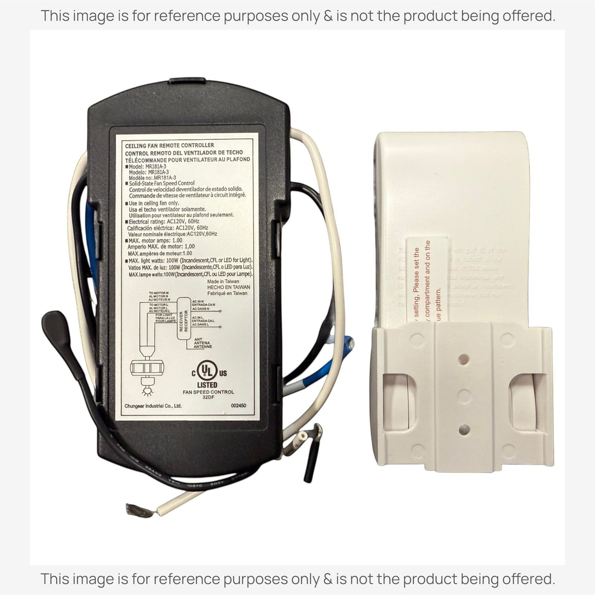 Anderic Substitute Kit for Fanimation CR500 3-Speed Remote Control with Receiver Non-Reversing Kit | KUJCE10611 CR500 [63T-AC83T-KIT]