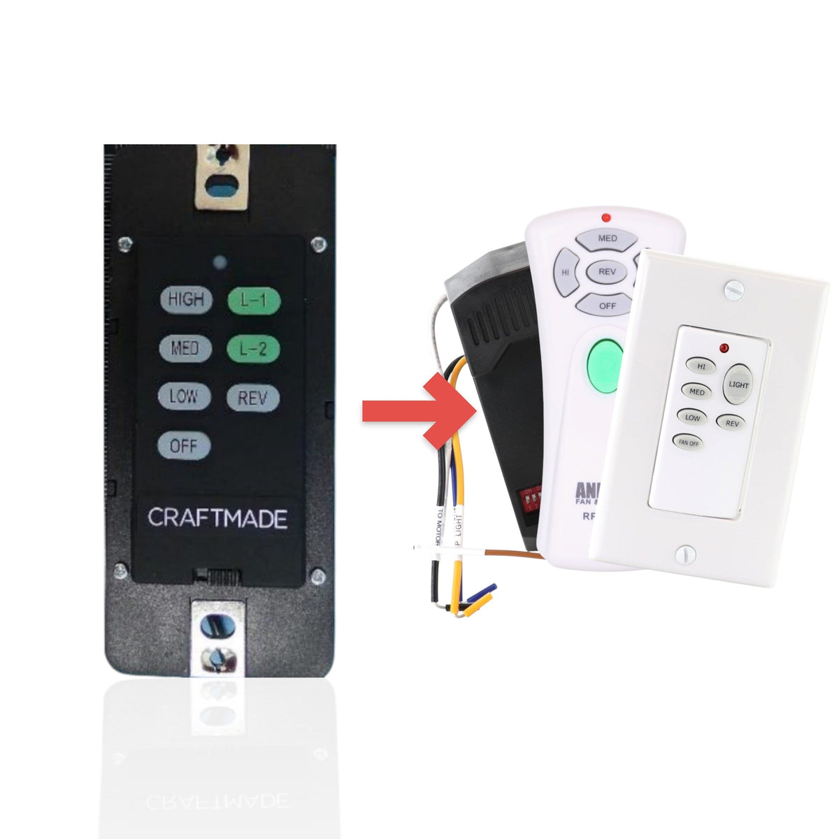 Craftmade UC7224T4 wired Ceiling Fan Remote Control