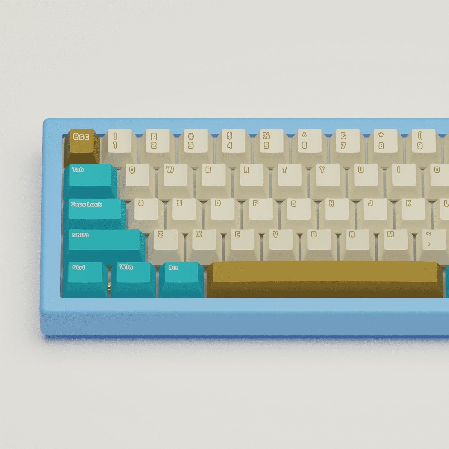 Creamy Blue Design Keycaps and Mechanical Keyboard