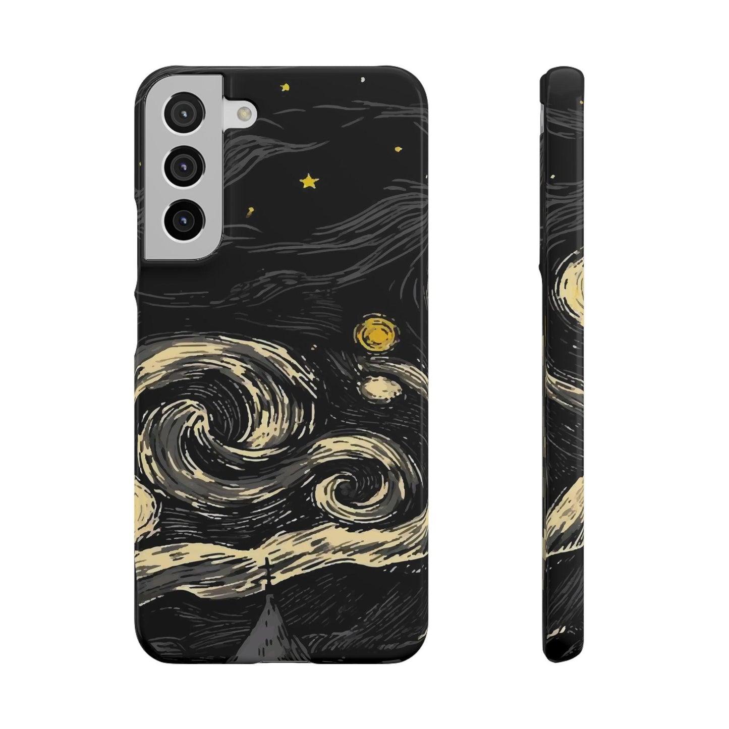 Samsung Clear Silicone Phone Case Black Sky Moon And Stars Pattern