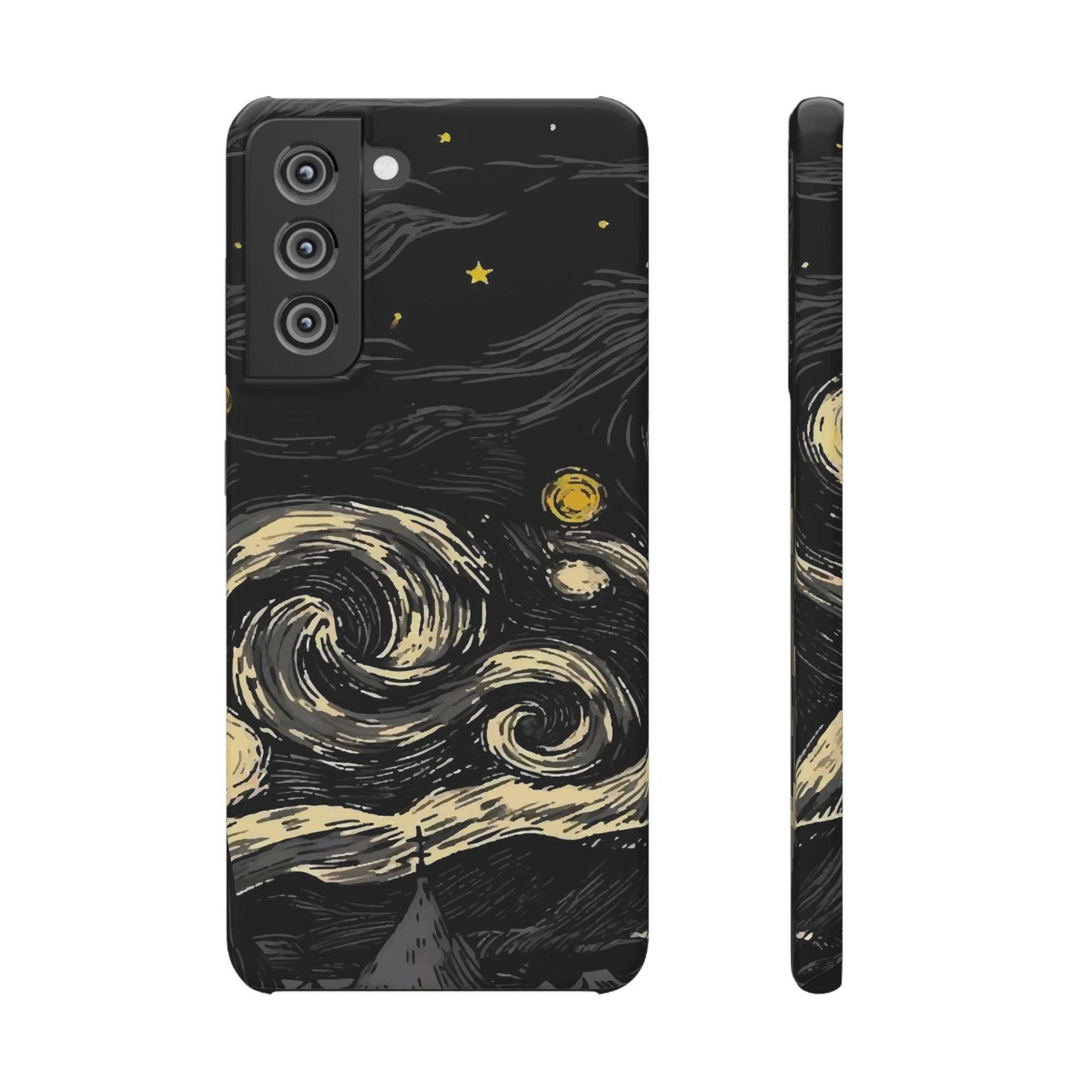 Samsung Clear Silicone Phone Case Black Sky Moon And Stars Pattern