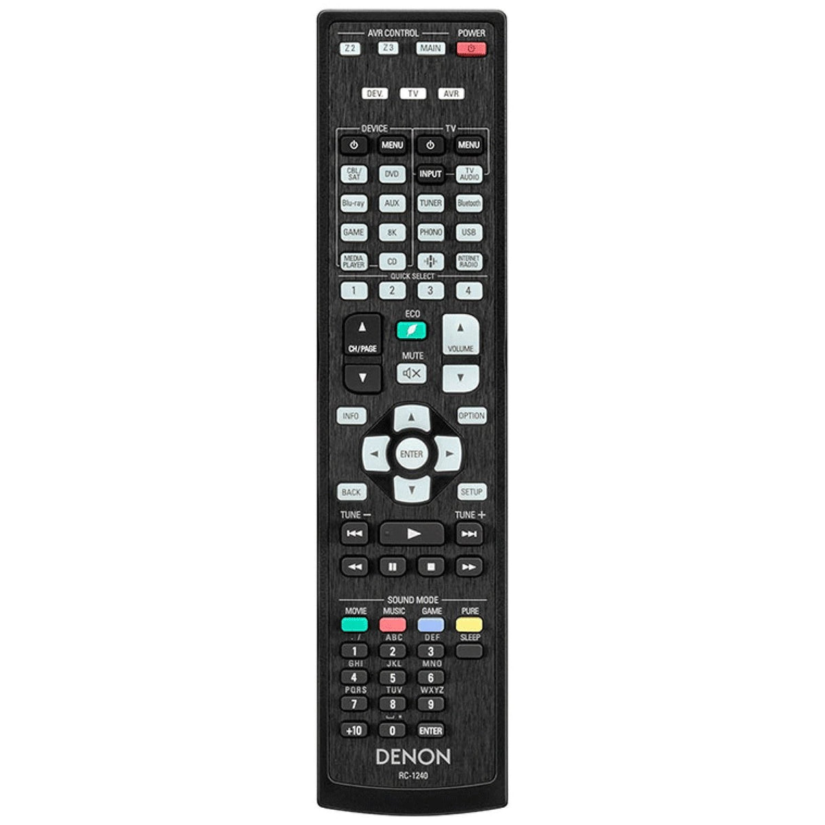 Denon RC-1240 A/V Receiver Remote Control | AVRX4700H | AVRX6700H - 30701027700AS