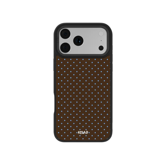 Blueberry Espresso | Brown Blue Polka Dot Phone Case