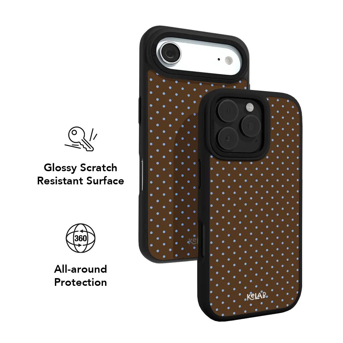 Blueberry Espresso | Brown Blue Polka Dot Phone Case