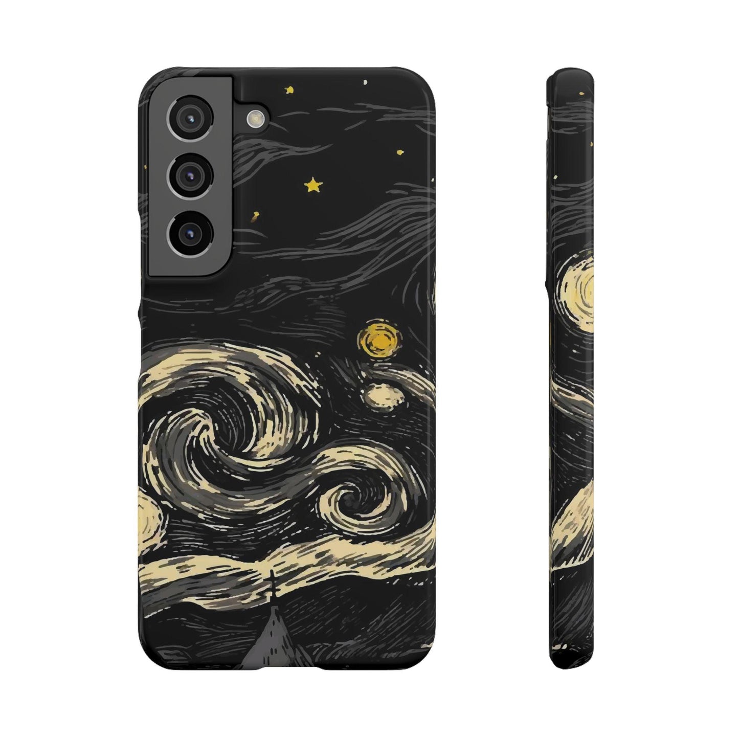 Samsung Clear Silicone Phone Case Black Sky Moon And Stars Pattern