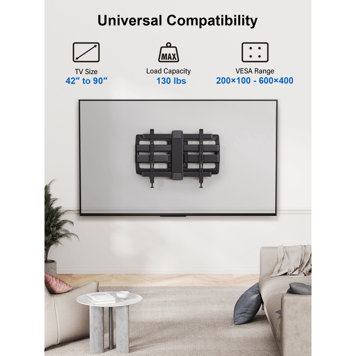 ErgoAV Motion Mount with Dual Arms and IsoTILT Technology for TVs 42" to 90"