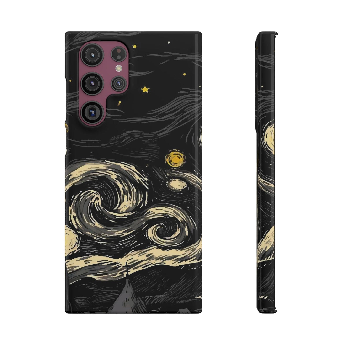 Samsung Clear Silicone Phone Case Black Sky Moon And Stars Pattern