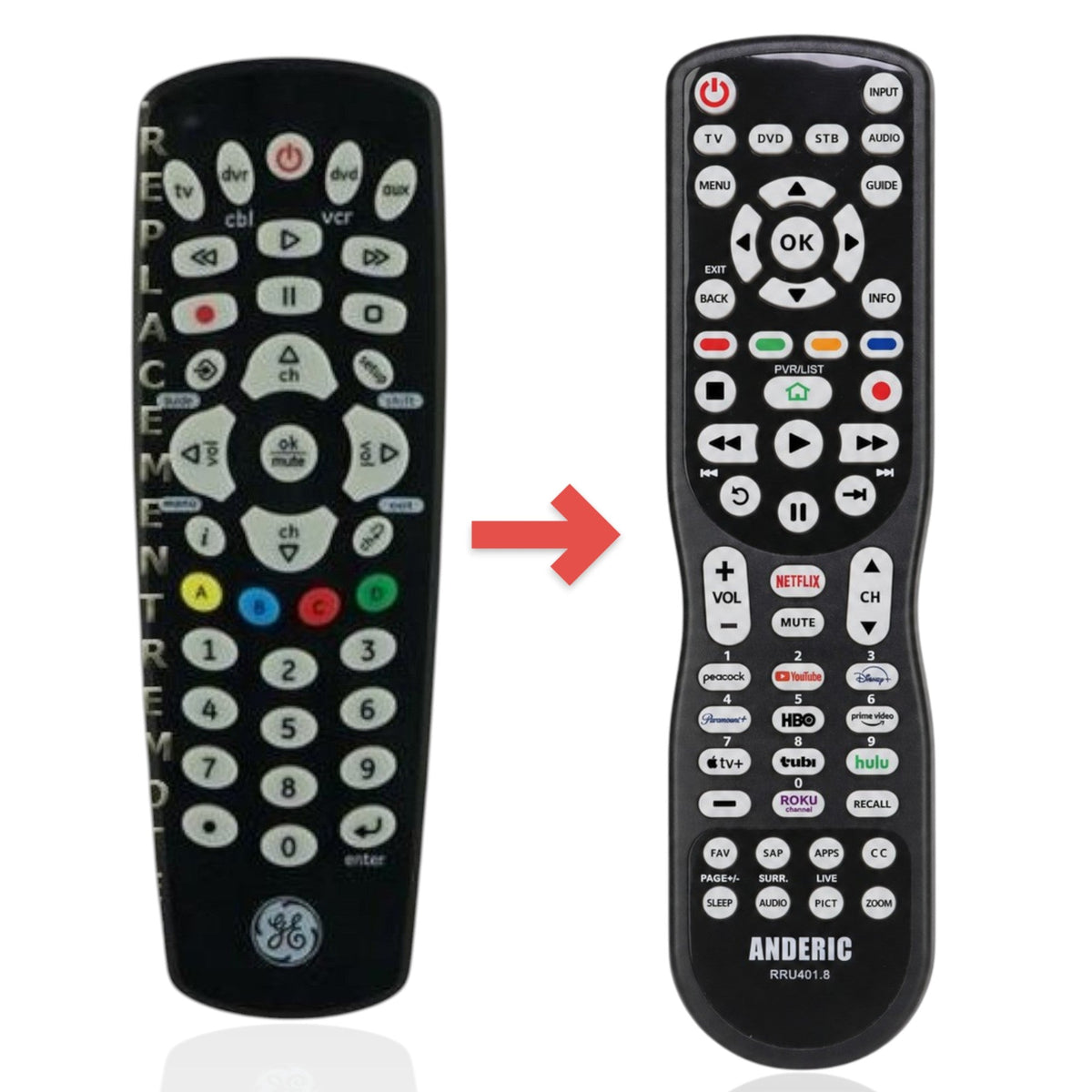 GE General Electric 25039 4-Device Universal Remote Control