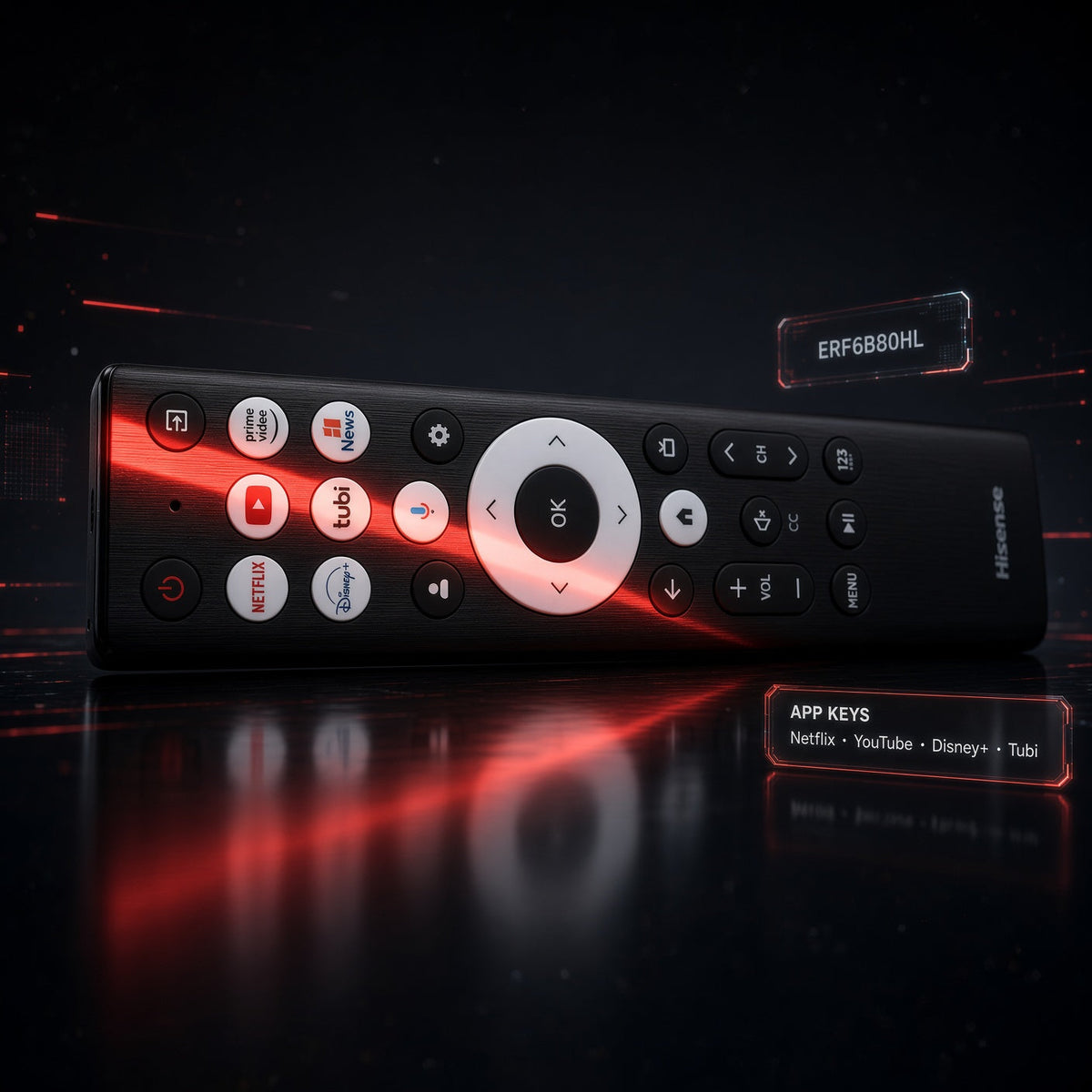 Hisense ERF6B80HL Google Voice TV Remote Control | Voice | Google Android | A7 Series | U8 Series - ERF6B80HL