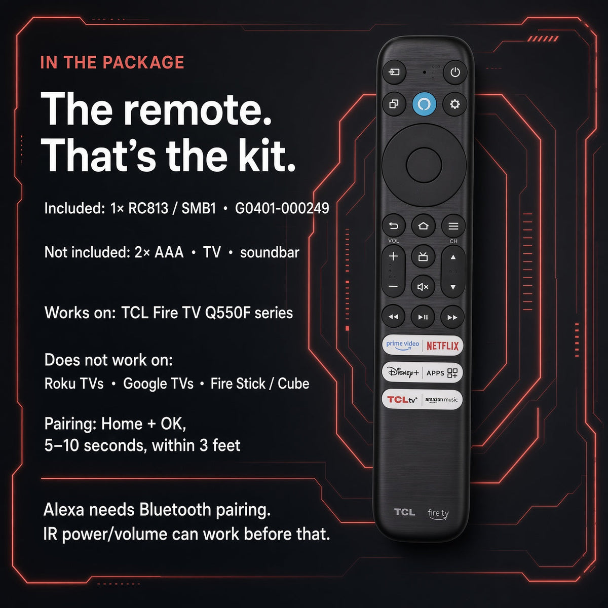 TCL RC813 CMB1 Amazon Alexa Fire TV Remote Control | Q550F | Voice - G0401-000249