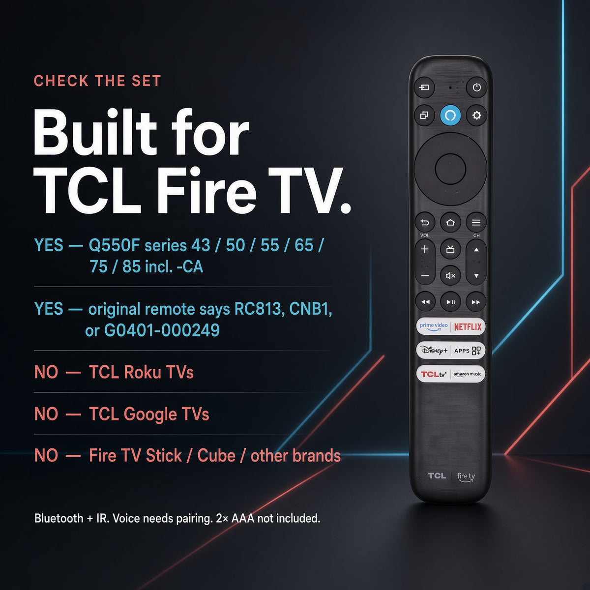 TCL RC813 CMB1 Amazon Alexa Fire TV Remote Control | Q550F | Voice - G0401-000249