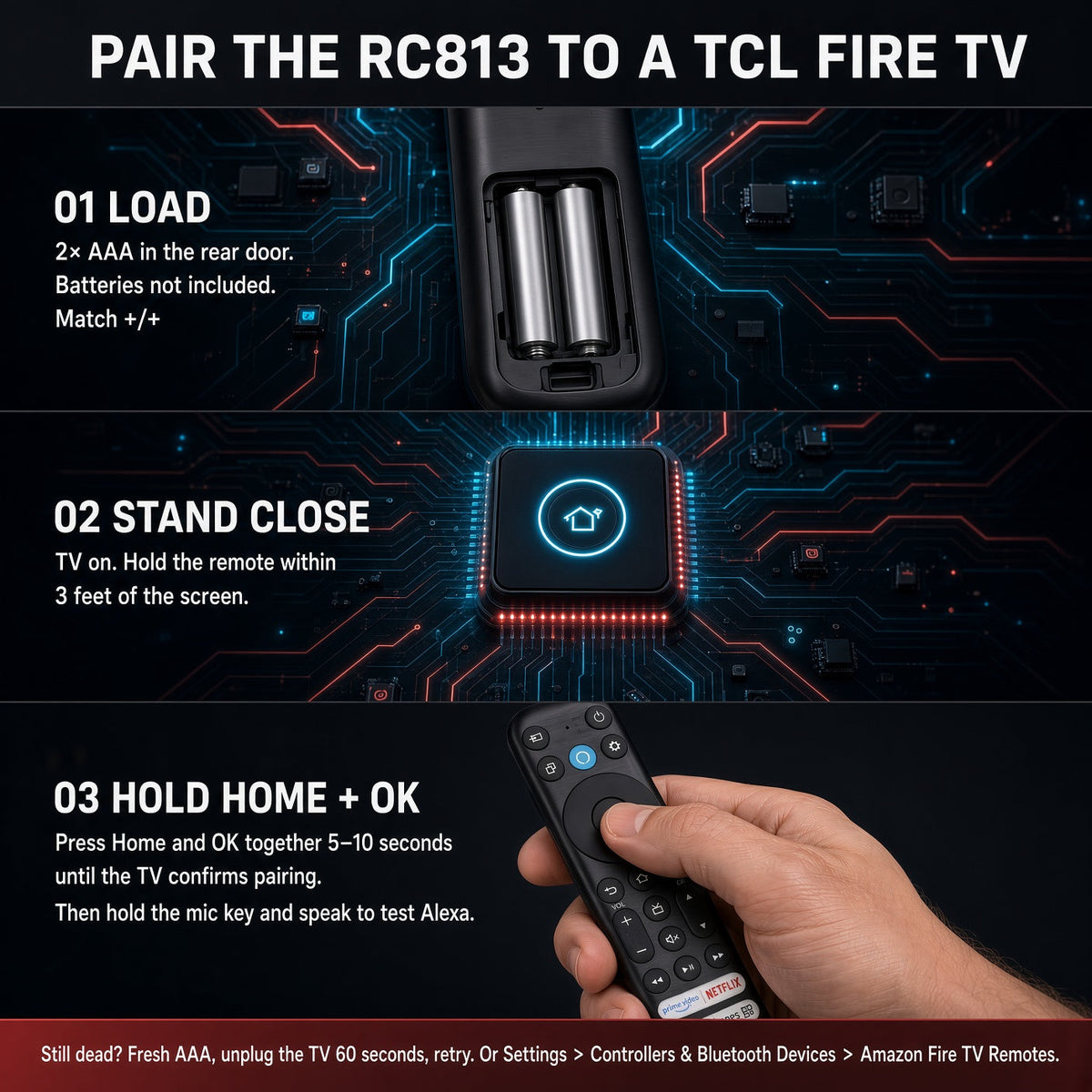 TCL RC813 CMB1 Amazon Alexa Fire TV Remote Control | Q550F | Voice - G0401-000249