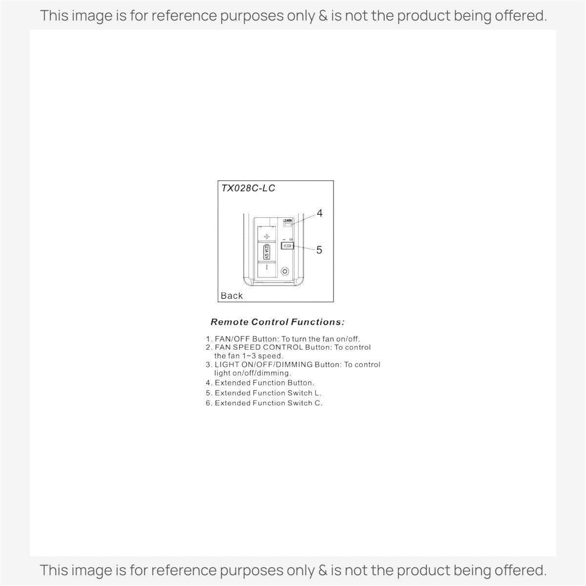 Hampton Bay TX028C-LC Ceiling Fan Remote Control