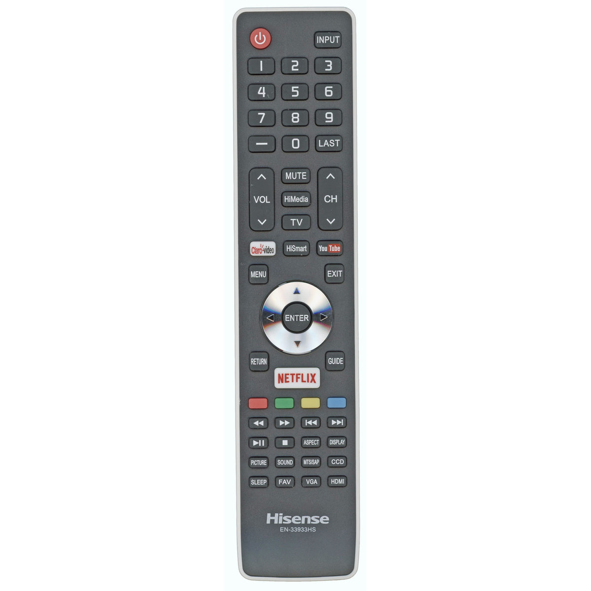 Hisense EN33933HS Smart TV Remote Control | Central America | Claro-Video | YouTube | Netflix - EN33933HS