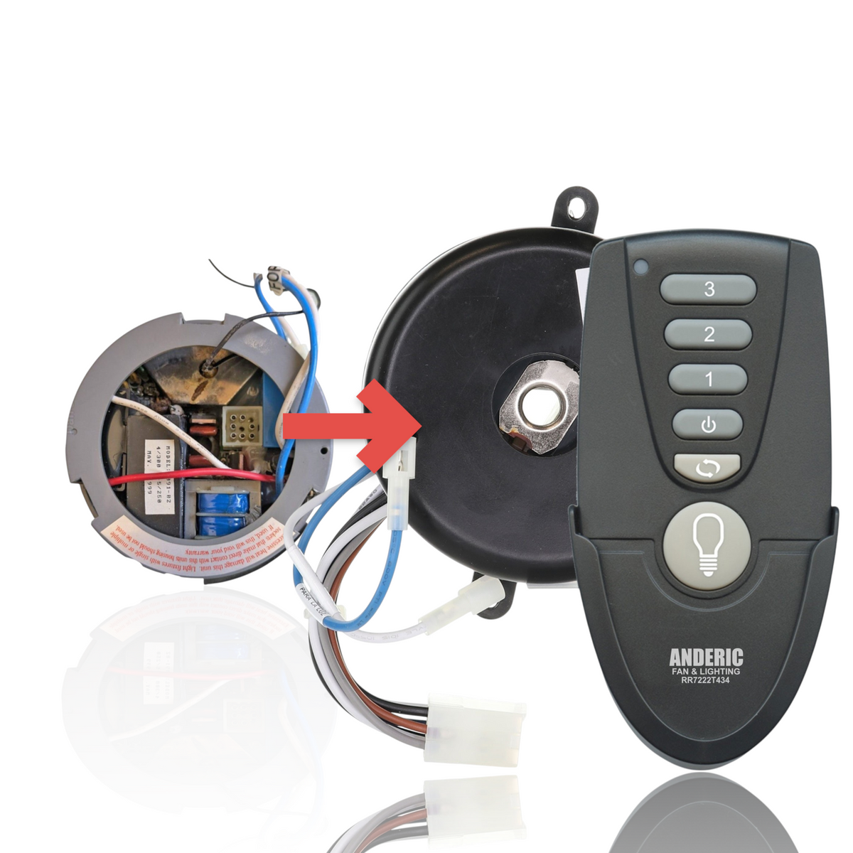 Anderic Substitute for Hunter 7091-02 Ceiling Fan Receiver [MR77A-MOLEX-KIT]