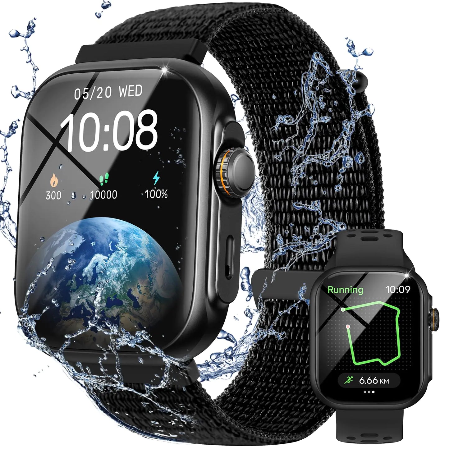 Parsonver Smart Watch for Men Women Built-in GPS Bluetooth Calling 30M Waterproof GPS Fitness Tracker Heart Rate/Sleep/SpO2 Monitor Step Counter 100+ Sport Modes for Android & iPhone (Two Bands)