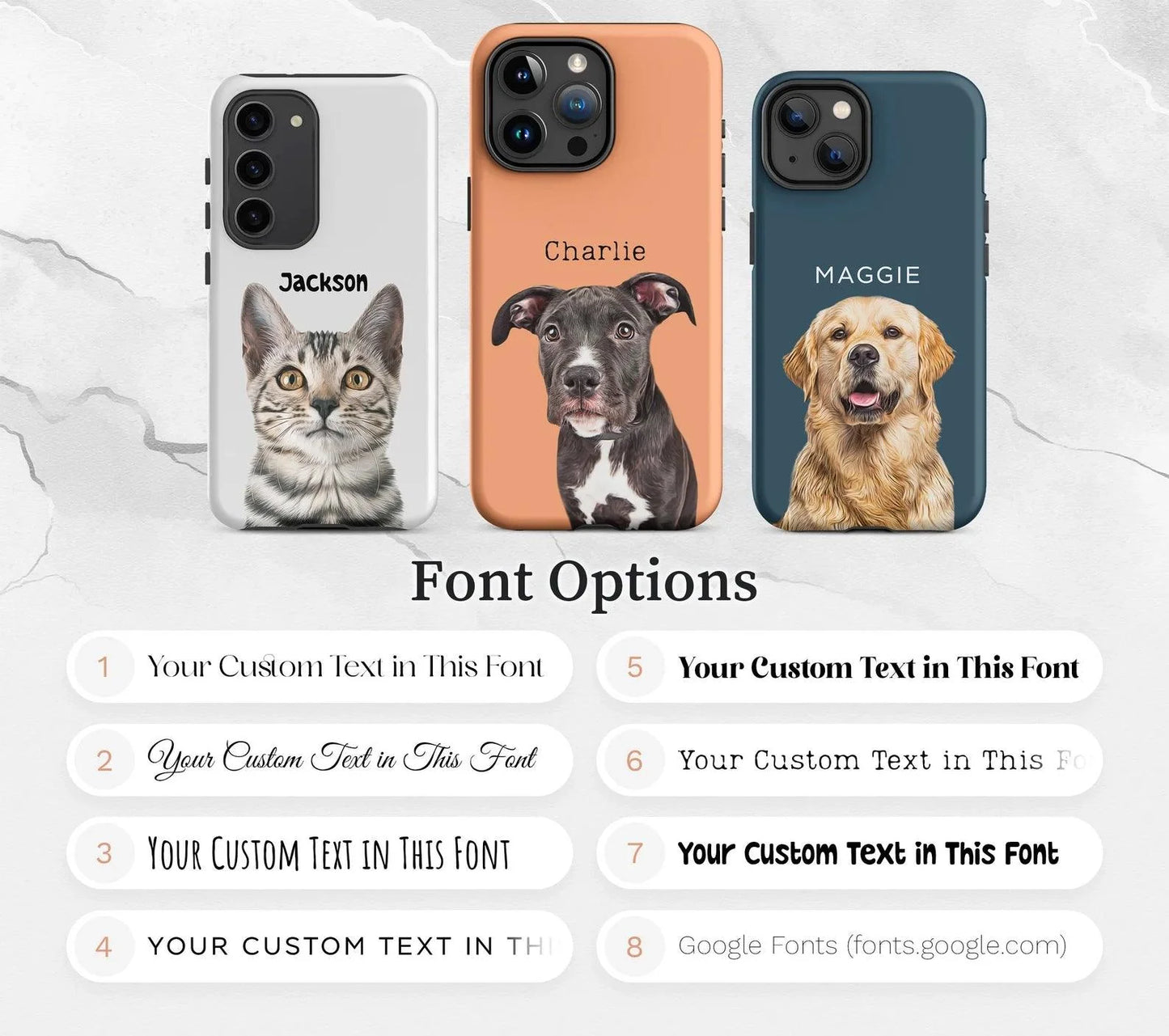 Custom Pet Portrait Phone Case with Name, Personalized Dog Photo Cat Face Case, Sympathy Gift for Pet Lovers