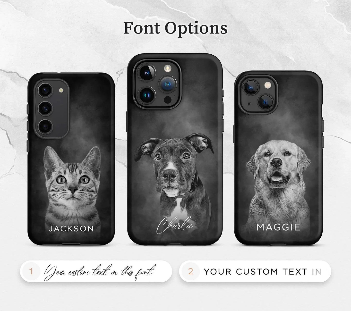 Pet Phone Case with Custom Photo Personalized Dog Cat Name Portrait  Illustration Case Pet Loss Sympathy Memorial Gift