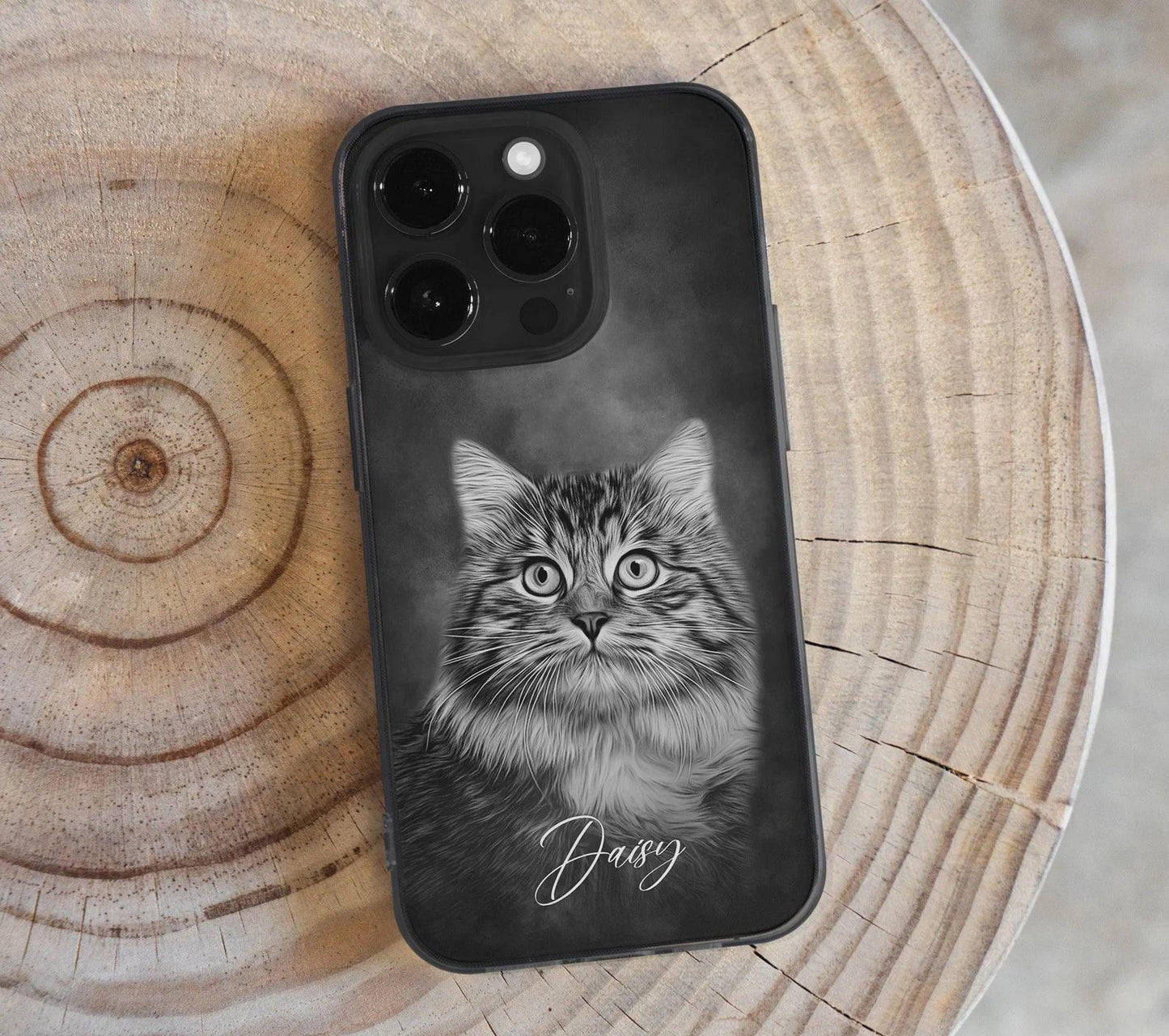 Pet Phone Case with Custom Photo Personalized Dog Cat Name Portrait  Illustration Case Pet Loss Sympathy Memorial Gift