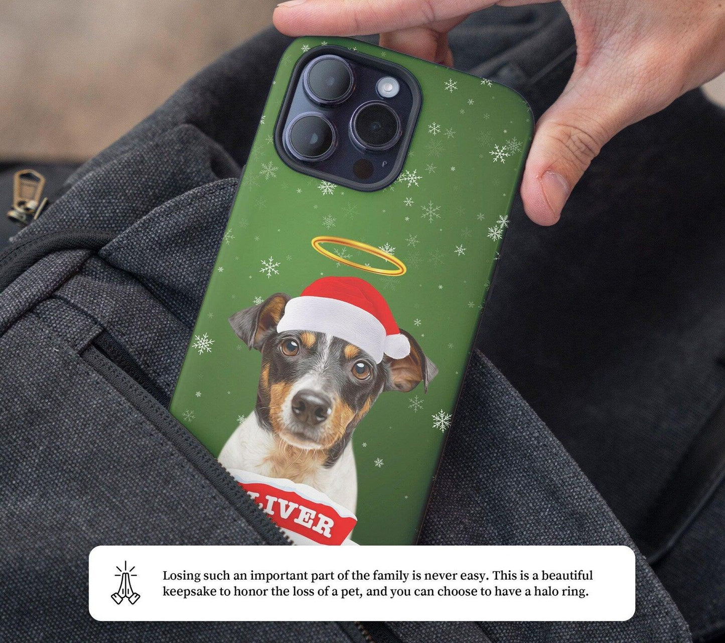 Custom Pet Christmas Phone Case with Dog Cat Photo, Personalized Gift