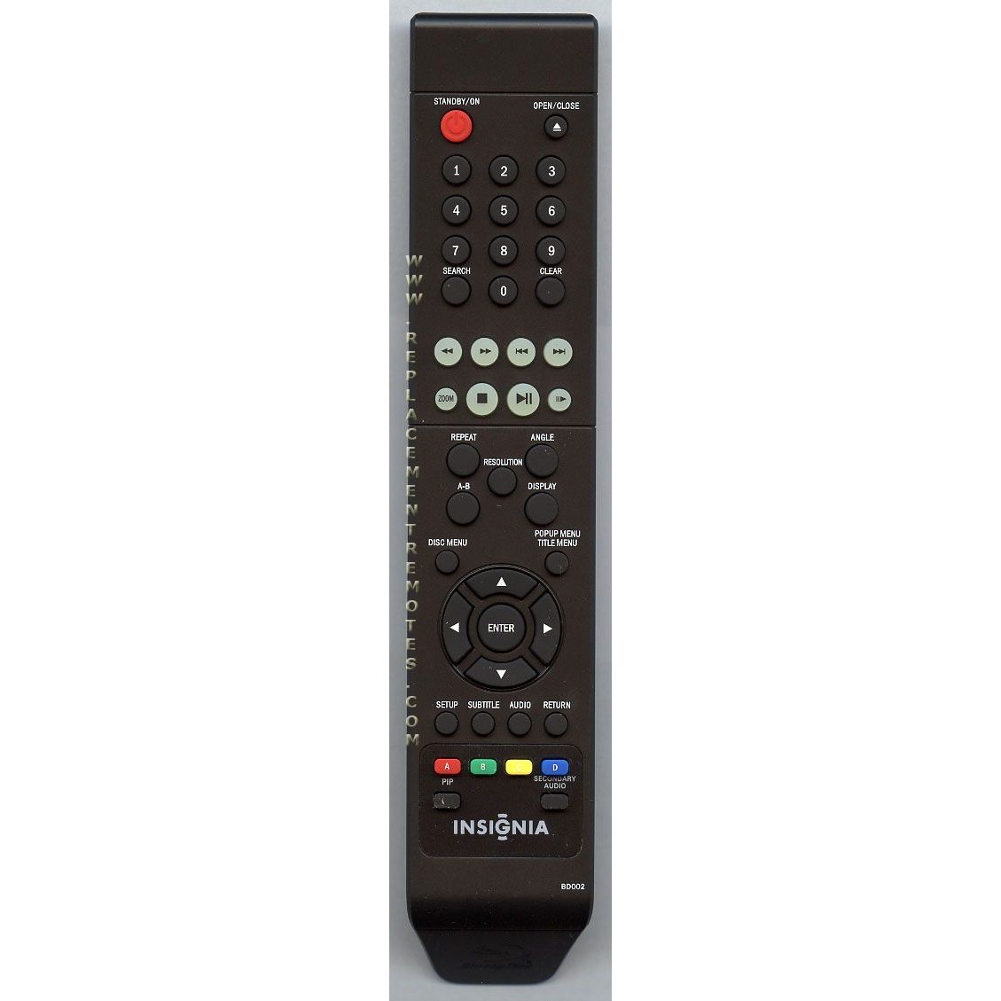 Insignia BD002 Blu-ray Remote Control