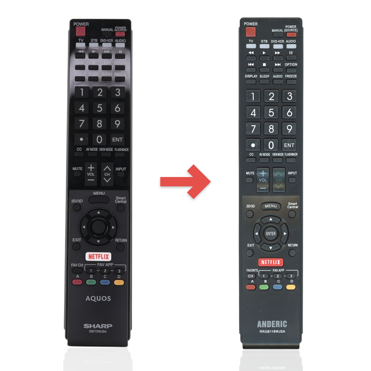 Sharp GB172WJSA Aquos TV Remote Control | Netflix | IR - RRMCGB172WJSA