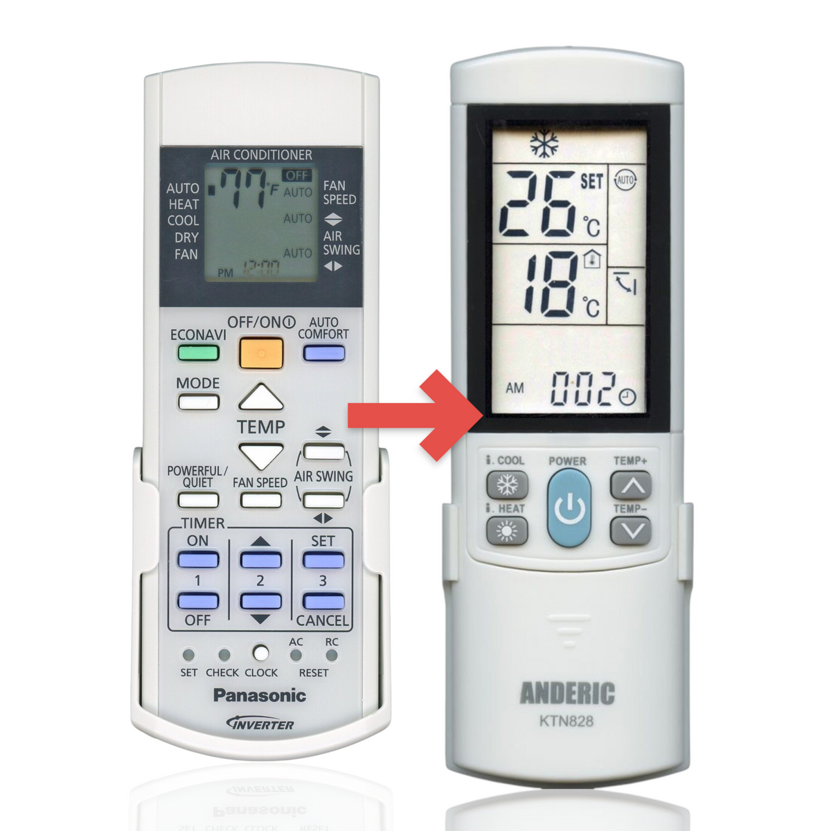 Panasonic A75C4569 with Wall mount Air Conditioner Remote Control