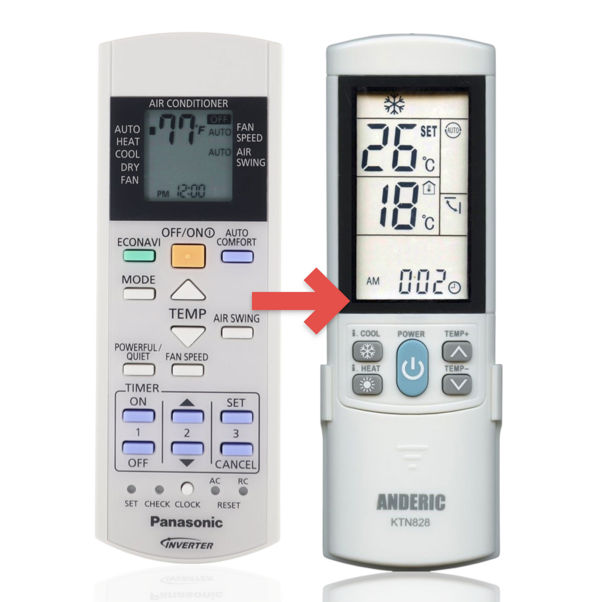 Panasonic CWA75C4567 Indoor Mini Split Ductless Air Conditioner Remote Control with LCD Screen | Thermostatic - CWA75C4567