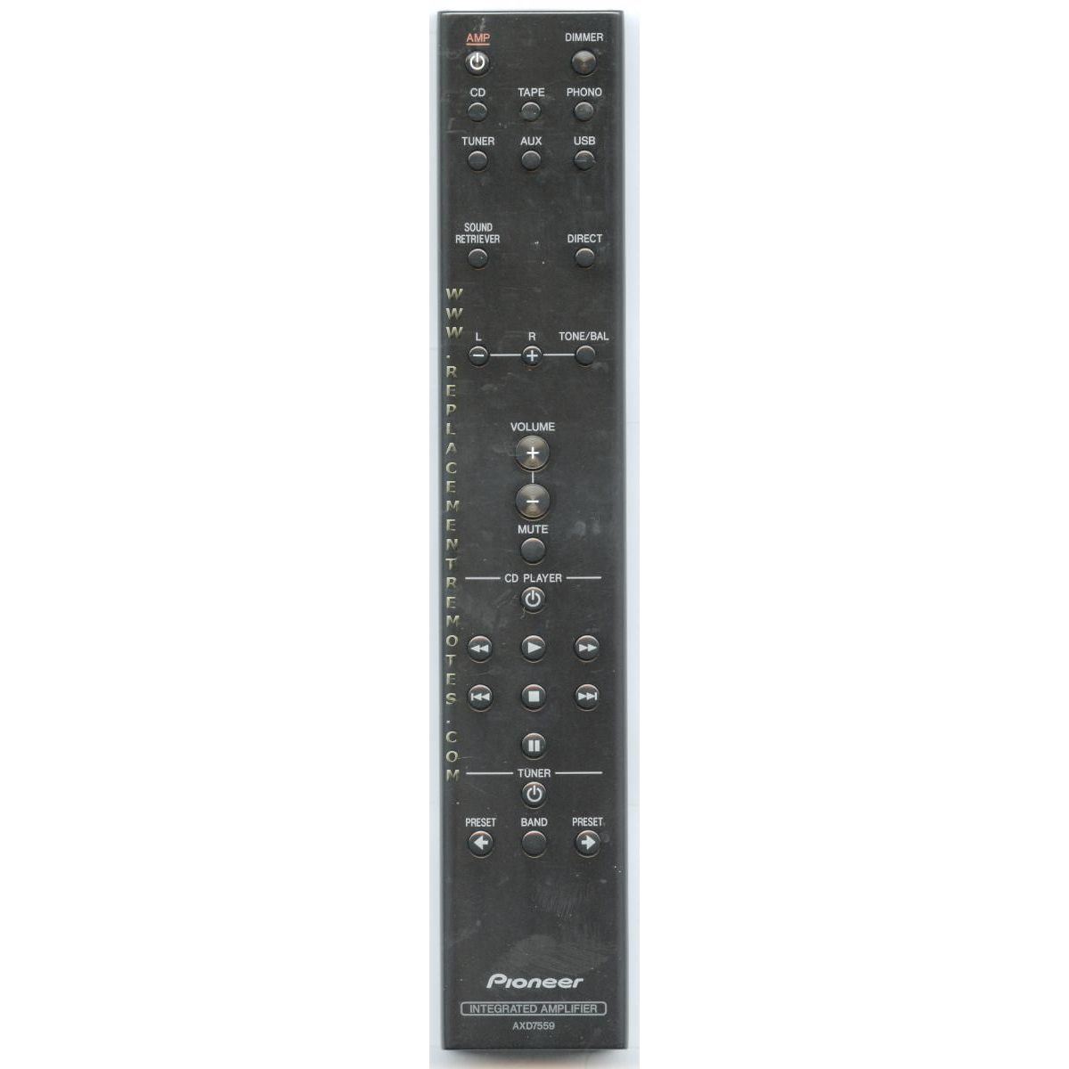 Pioneer AXD7559 Integrated Amplifier Audio Remote Control - AXD7559