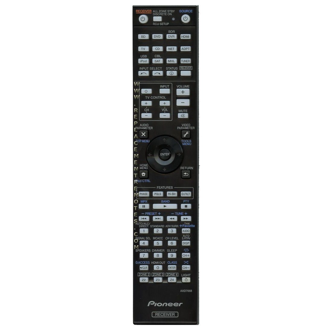 Pioneer AXD7668 Receiver Remote Control