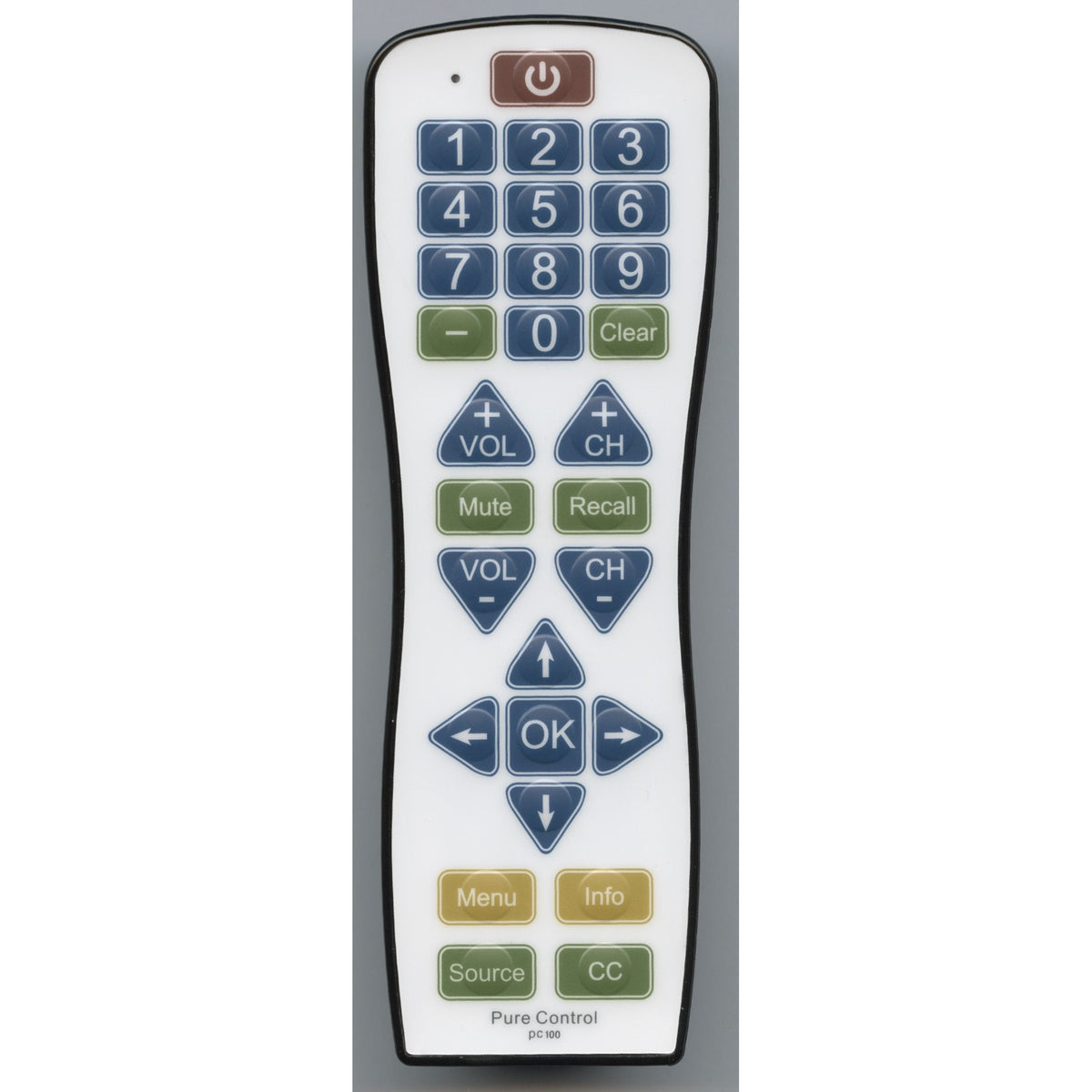 Pure Control PC100 TV Universal Hospitality Remote Control with Flat Membrane Surface