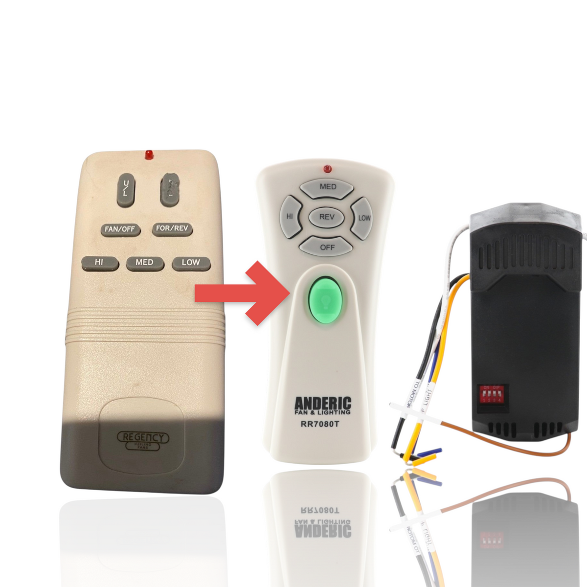 Anderic Substitute for Regency G9P2BTAUC7052T with up/Down lights Ceiling Fan Remote Control [WindwardIIIKit]