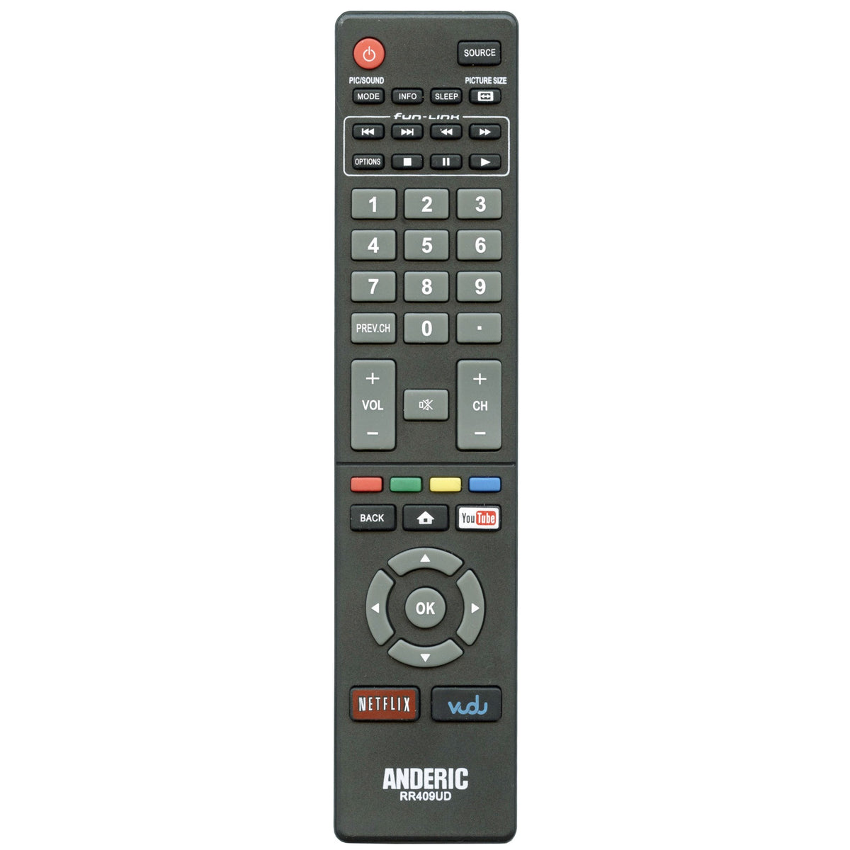 Sanyo NH427UD Smart TV Remote Control | Youtube | Netflix | Vudu - NH427UD