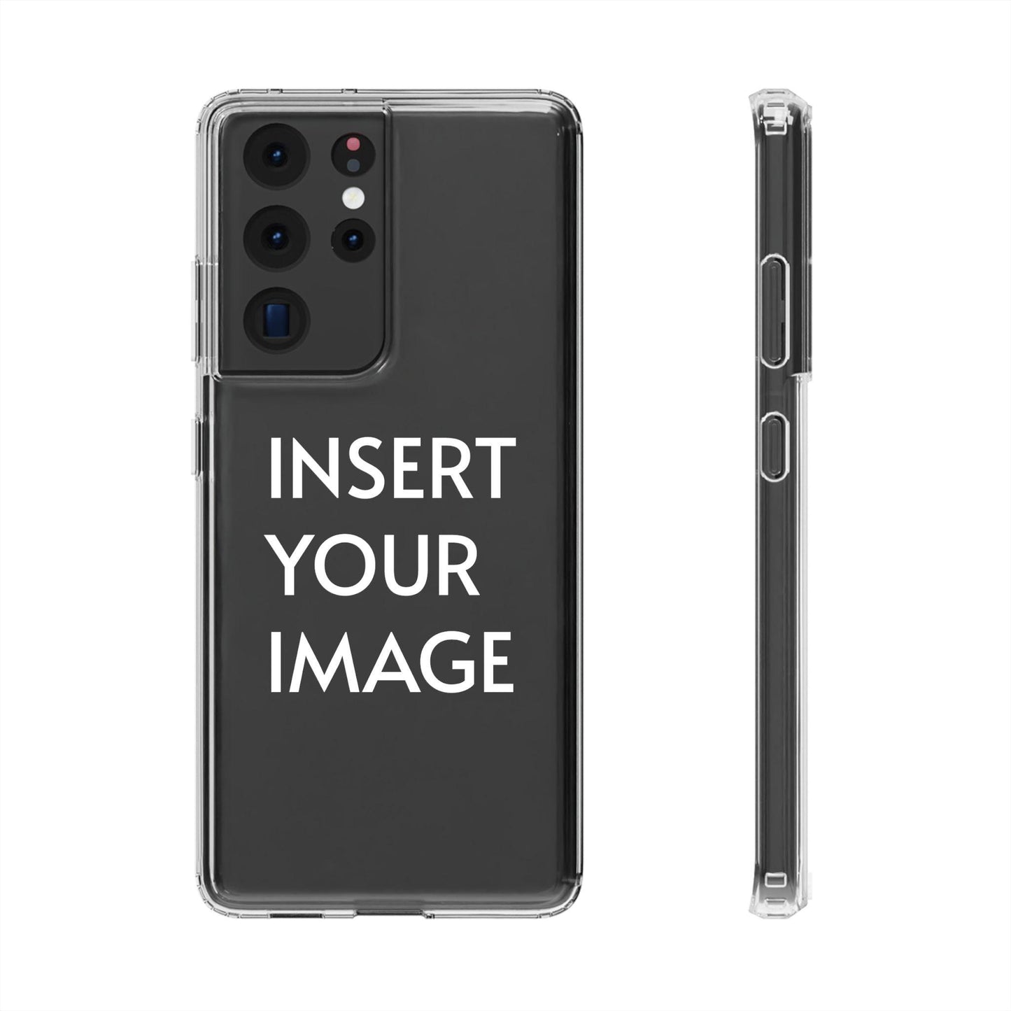 Custom Printed Clear Case for Samsung – Durable Polycarbonate & TPU Sides, Wireless Charging Compatible