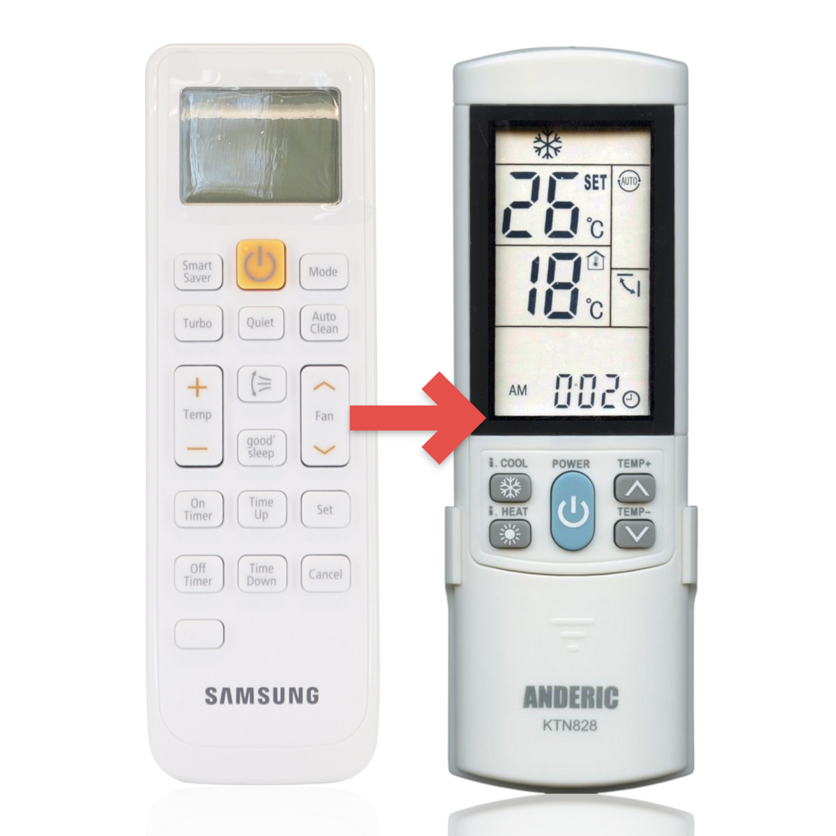 Samsung DB93-11115K Mini Split Air Conditioner Remote Control | LCD Screen | Thermostatic - DB9311115K