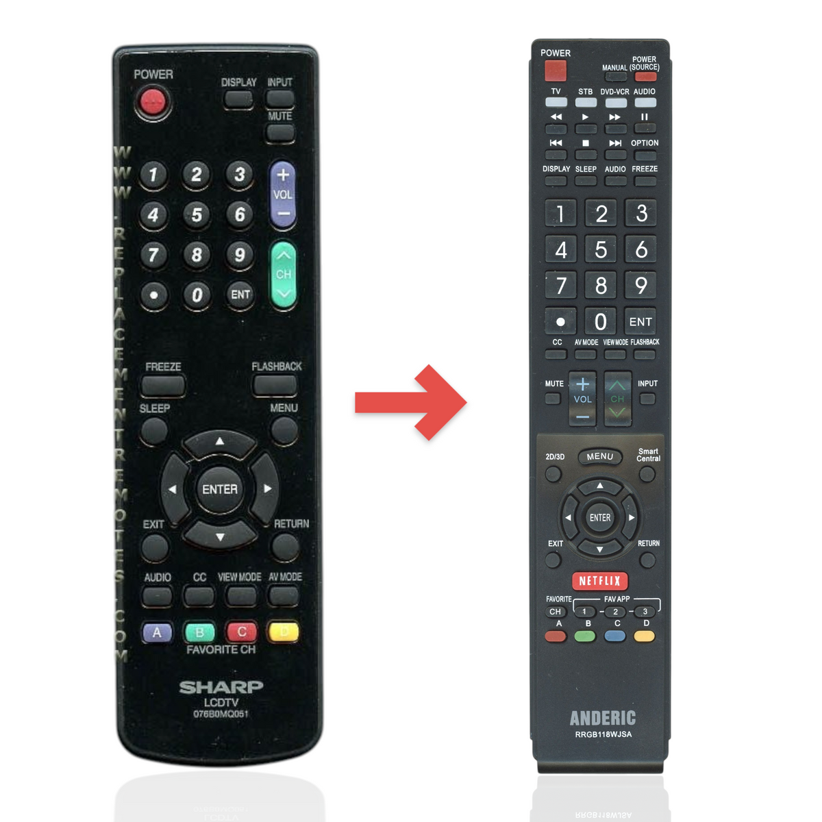 Sharp 076B0MQ051 TV Remote Control