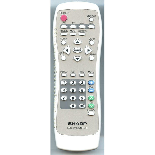 Sharp 0LTLP67932001 Monitor Remote Control