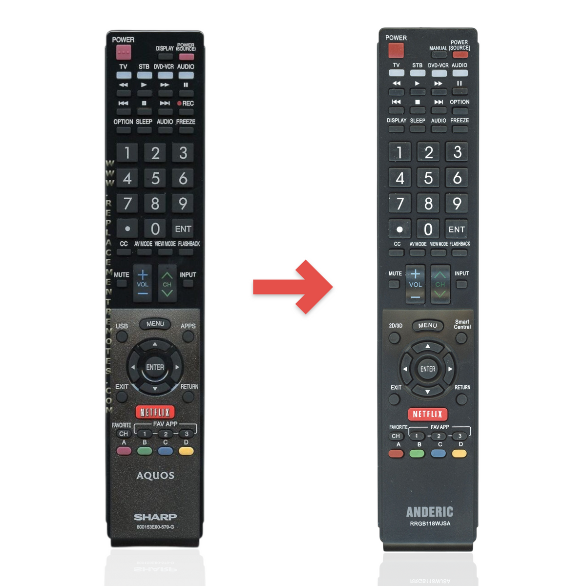 Sharp 600153E00579G TV Remote Control