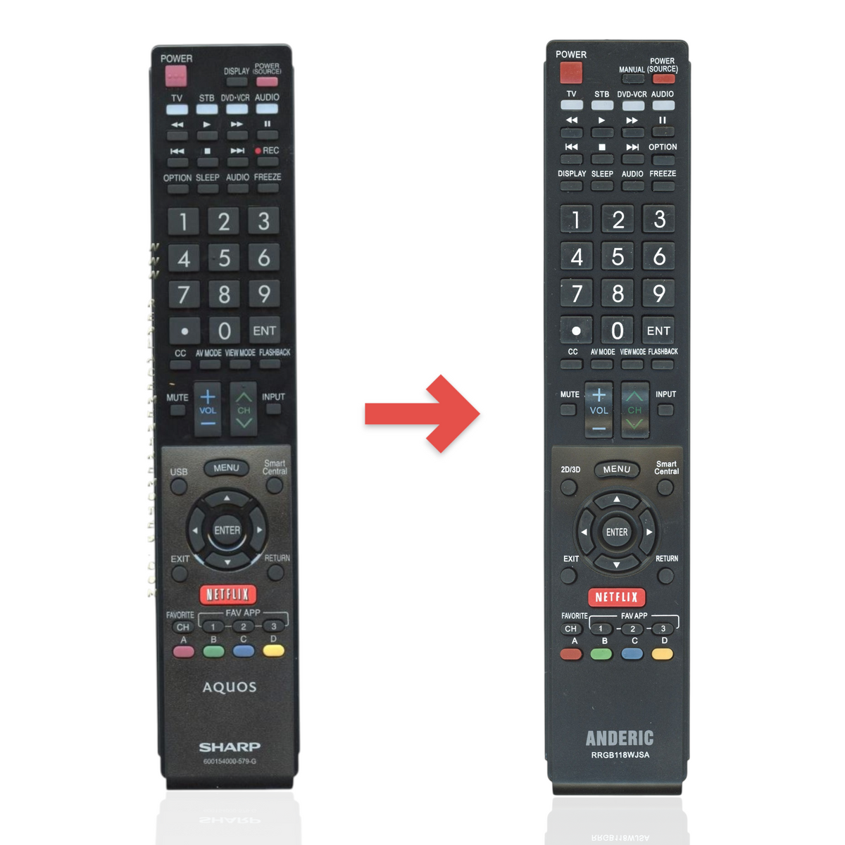 Sharp 600154000579G TV Remote Control