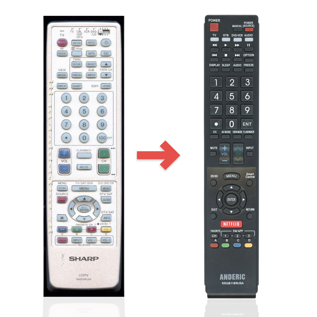 Sharp GA203WJSA TV Remote Control